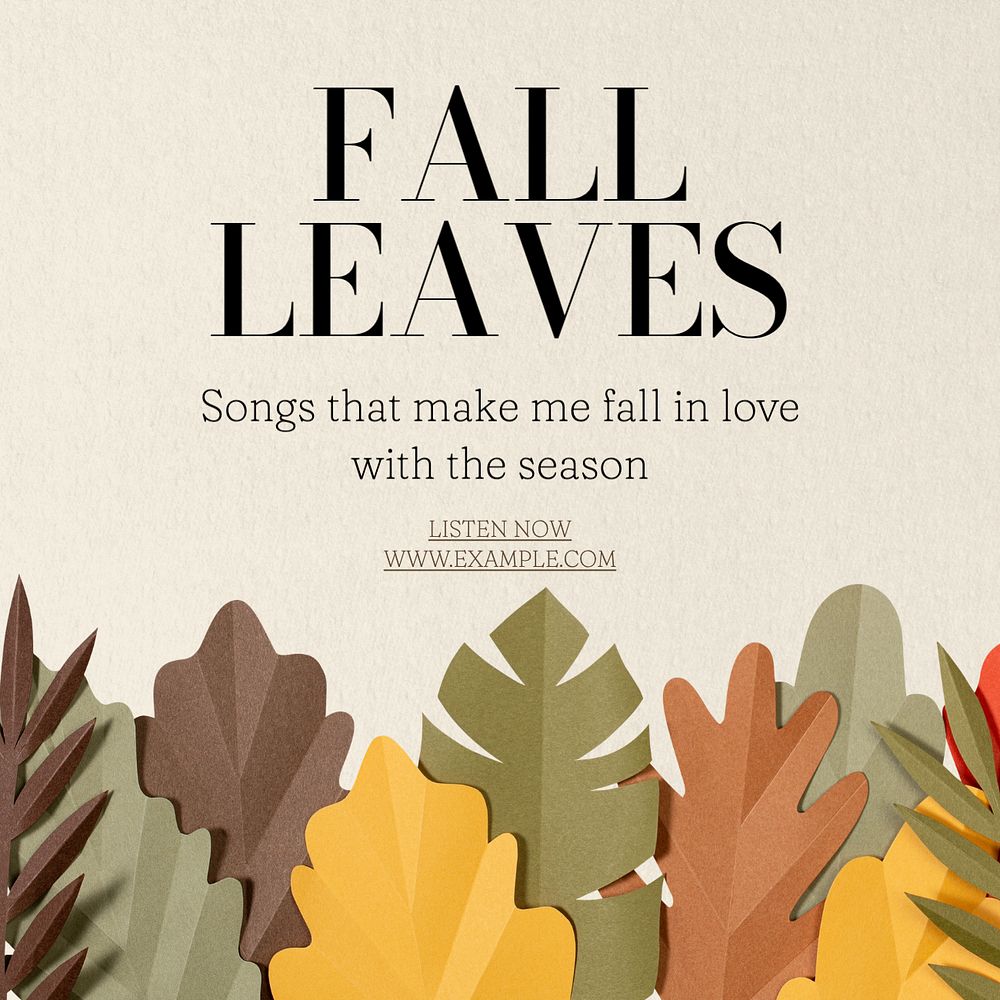 Fall playlist Instagram post template, editable text