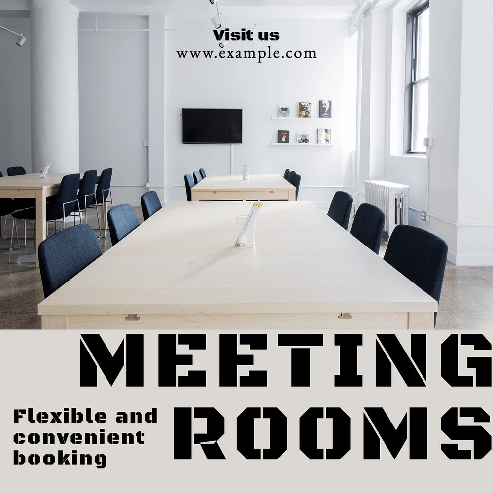 Meeting rooms  Instagram post template, editable text