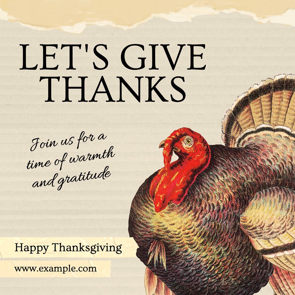 Thanksgiving Instagram post template, editable text