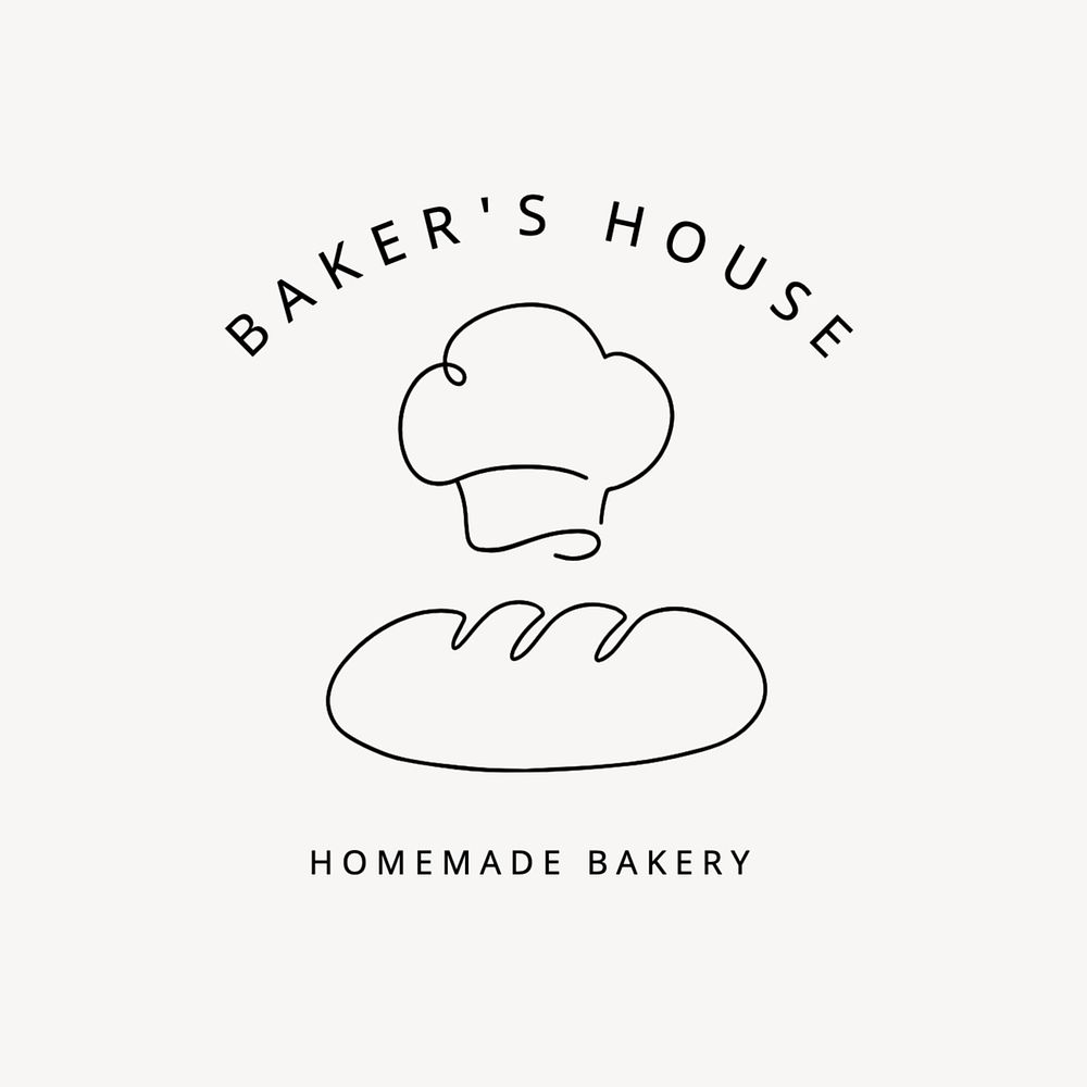 Homemade bakery editable logo, minimal line art design