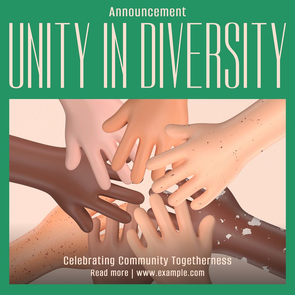 Unity in diversity Instagram post template, editable text