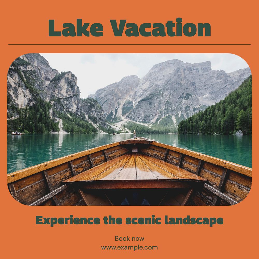 Lake vacation Instagram post template, editable text