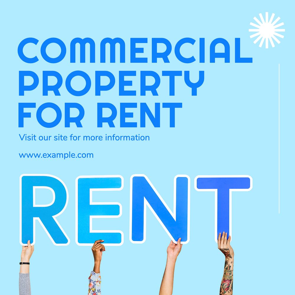 Commercial property rental Instagram post template, editable text