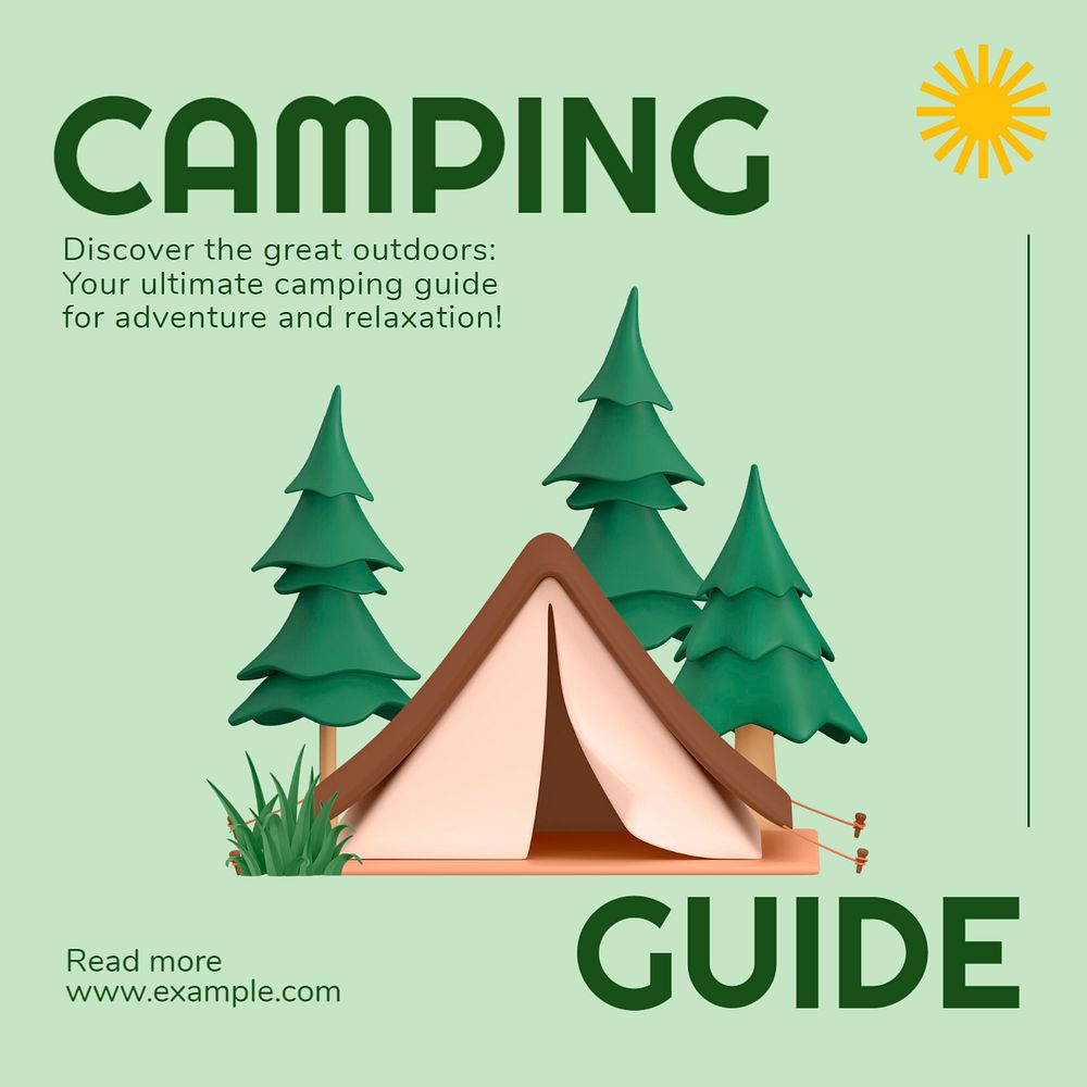 Camping guide Instagram post template, editable text