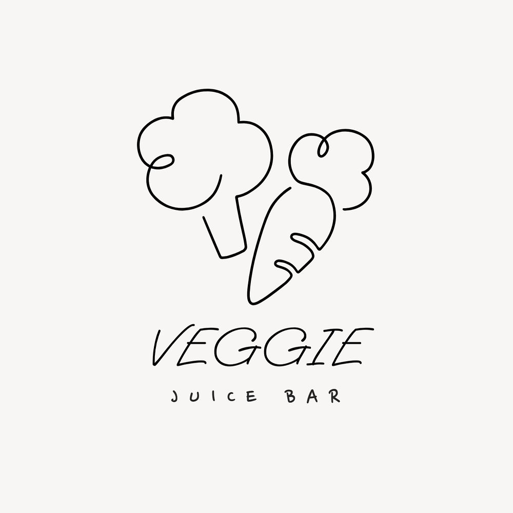 Juice bar editable logo, minimal line art design