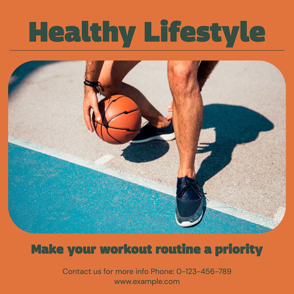 Healthy lifestyle Instagram post template, editable text