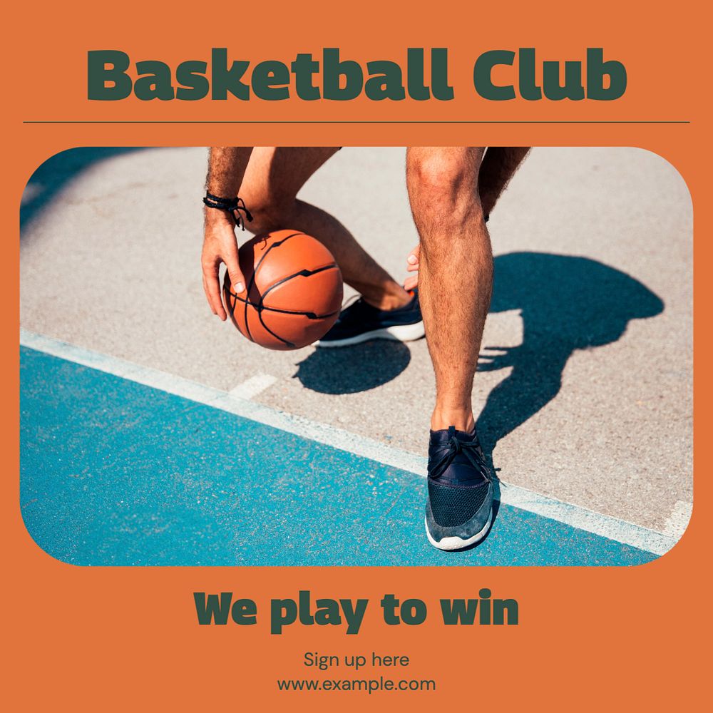 Basketball club Instagram post template, editable text