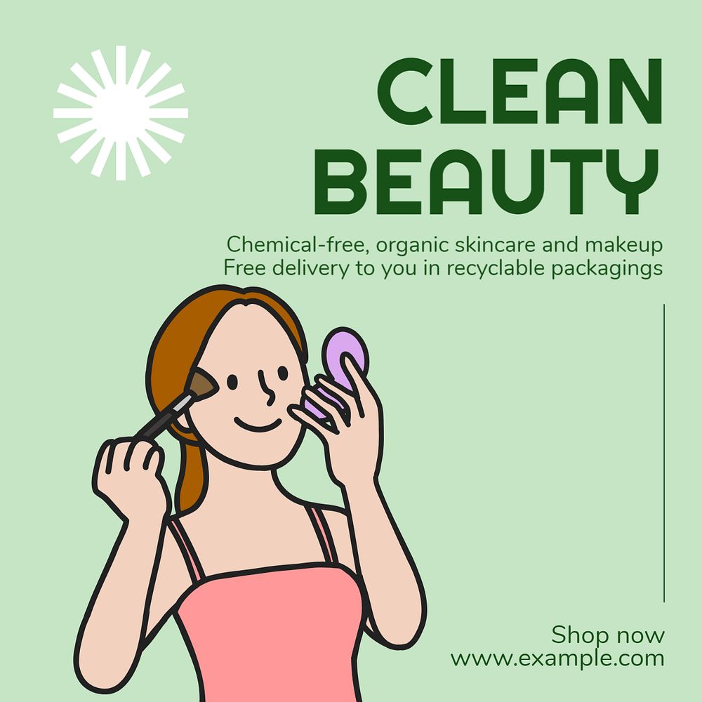 Clean beauty Instagram post template, editable text