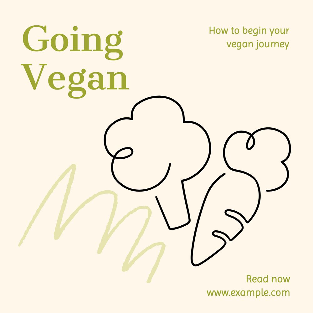 Going vegan Instagram post template, editable text