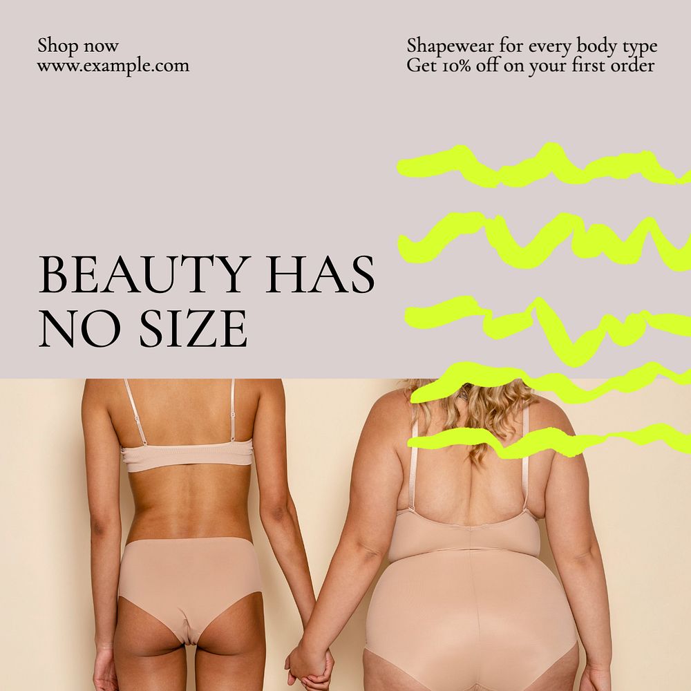 Body positivity Instagram post template, editable text