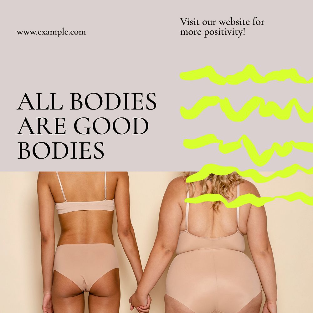 Body positivity Instagram post template, editable text