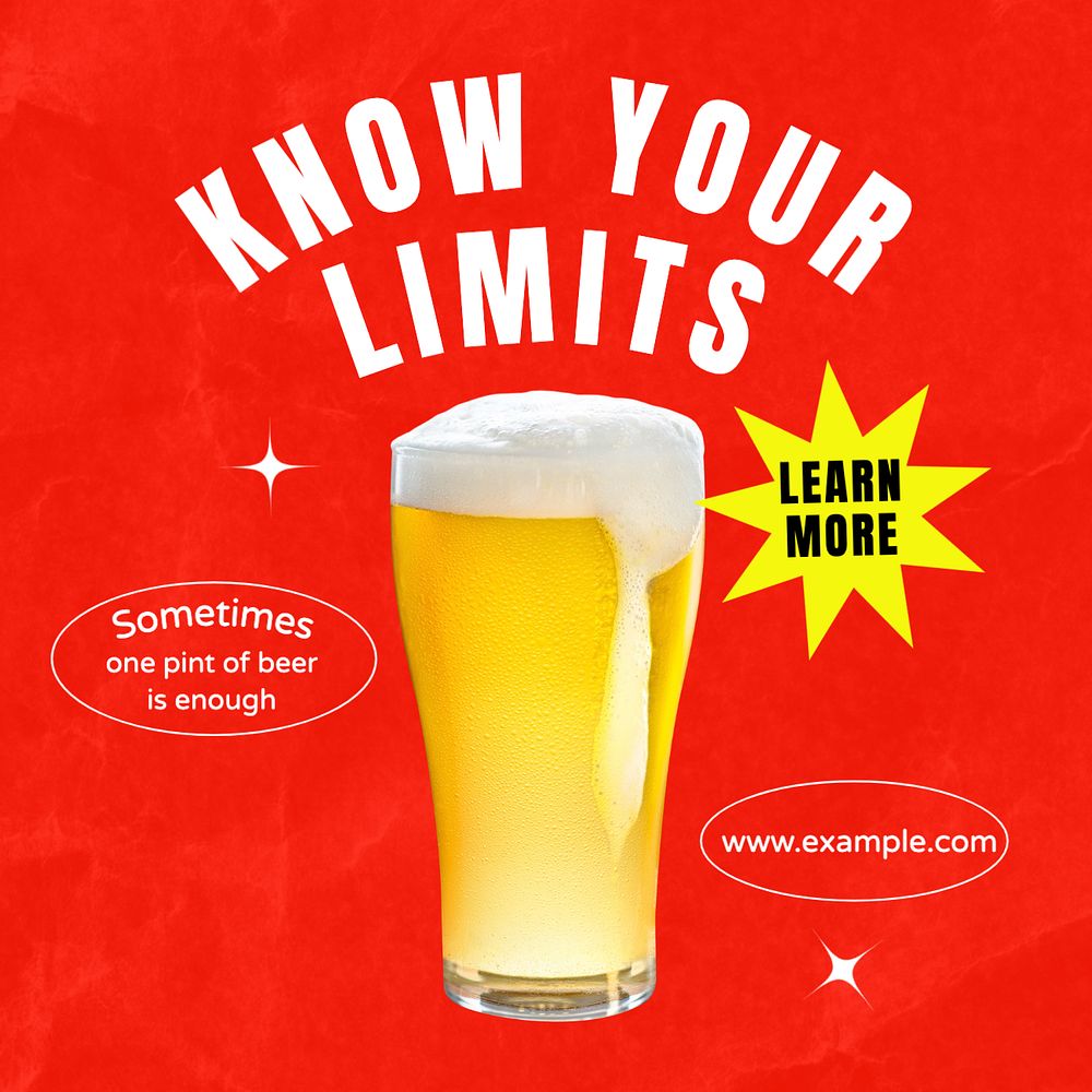 Alcohol limits Instagram post template, editable text