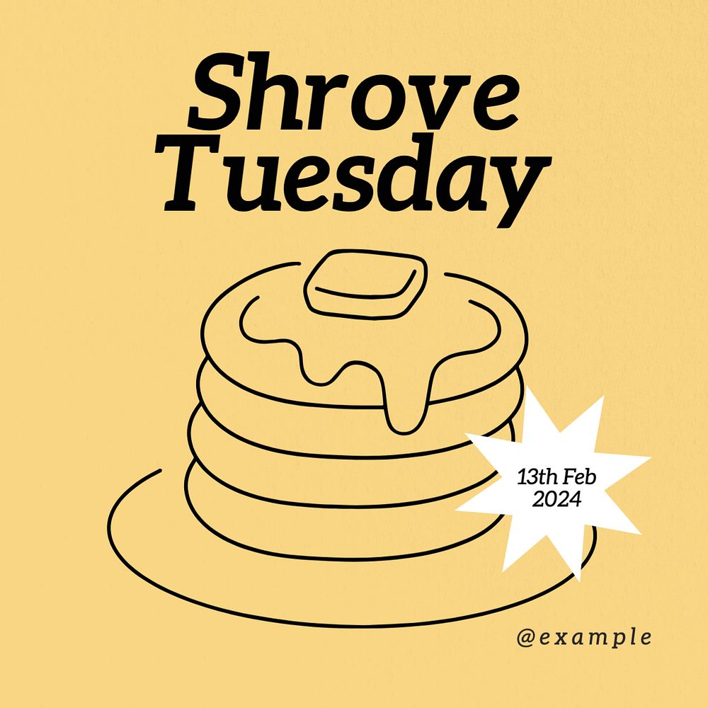 Holy Shrove Tuesday Instagram post template, editable text