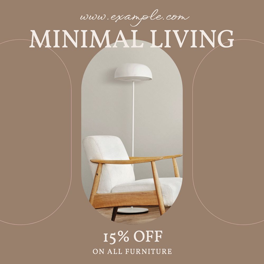 Minimal living Instagram post template, editable text