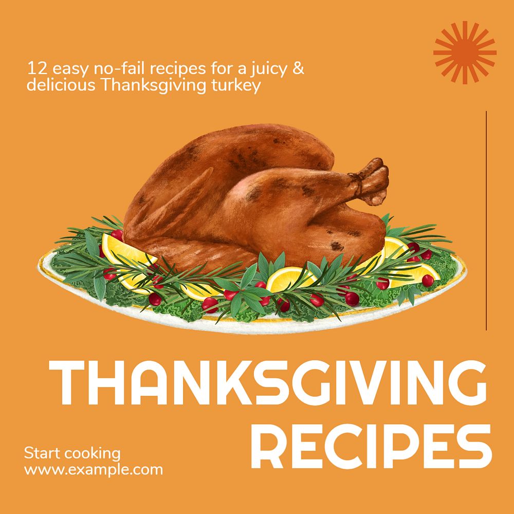 Thanksgiving recipe Instagram post template, editable text