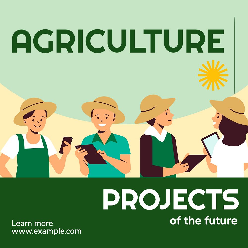 Agriculture projects Instagram post template, editable text