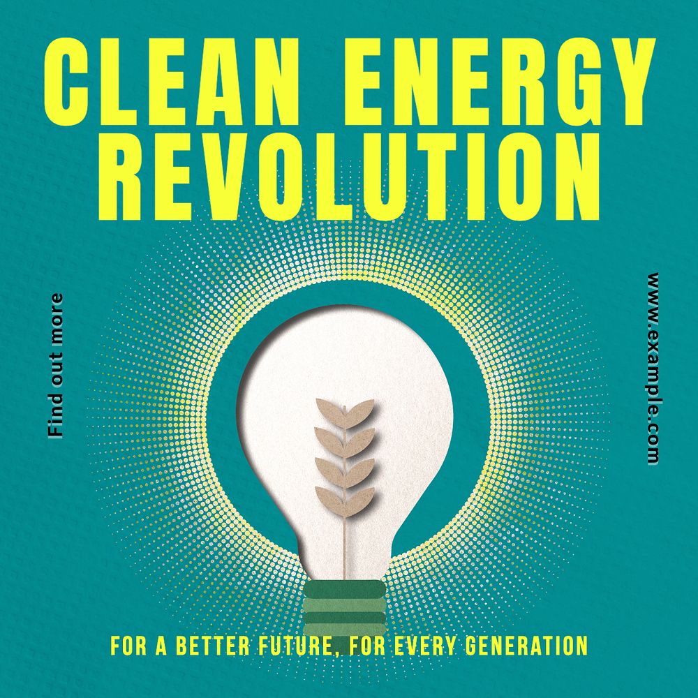 Clean energy revolution Instagram post template, editable text