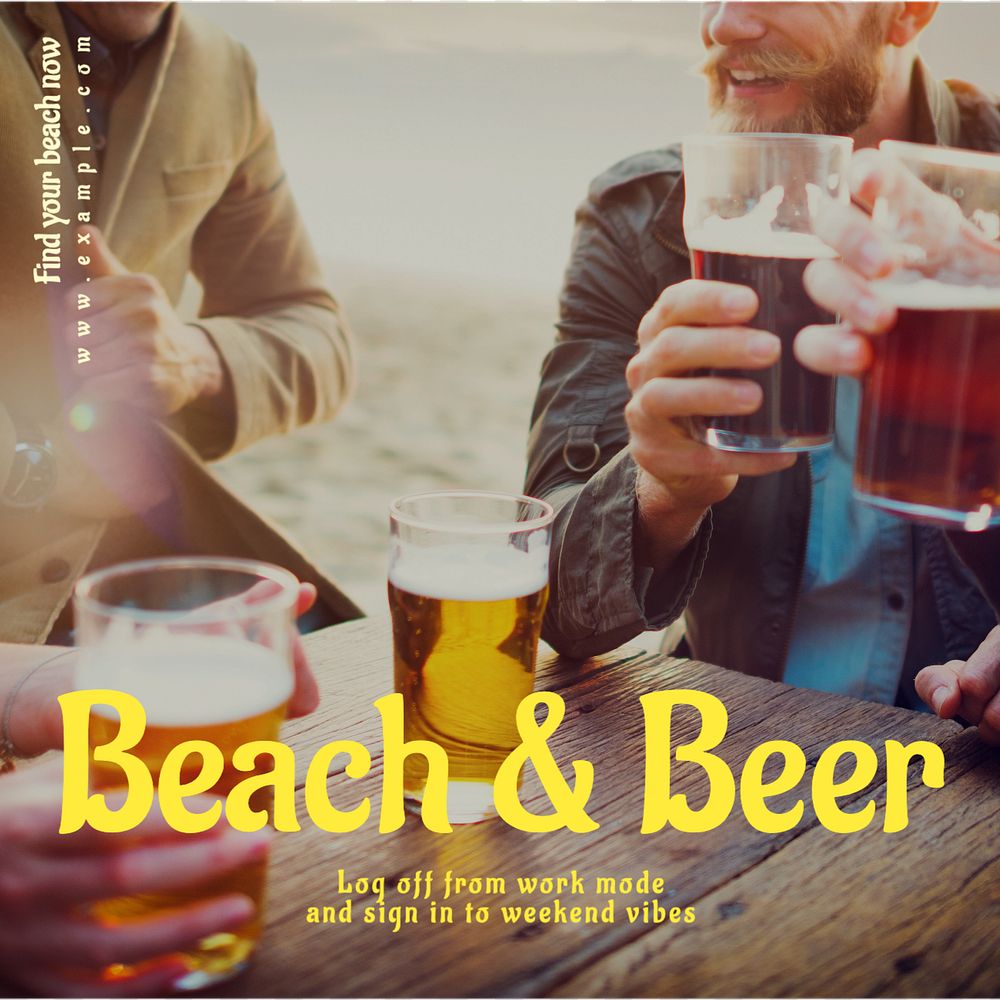 Beach and beer  Instagram post template, editable text