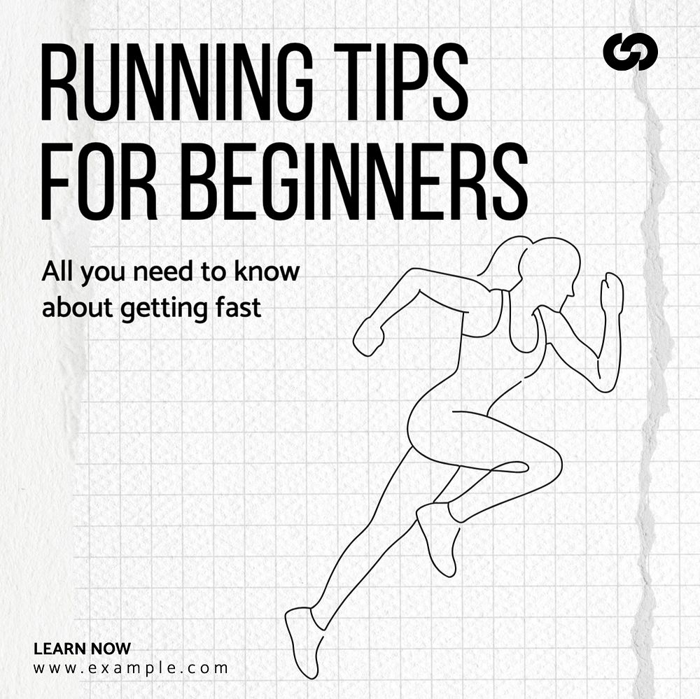 Beginner running tips Instagram post template, editable text