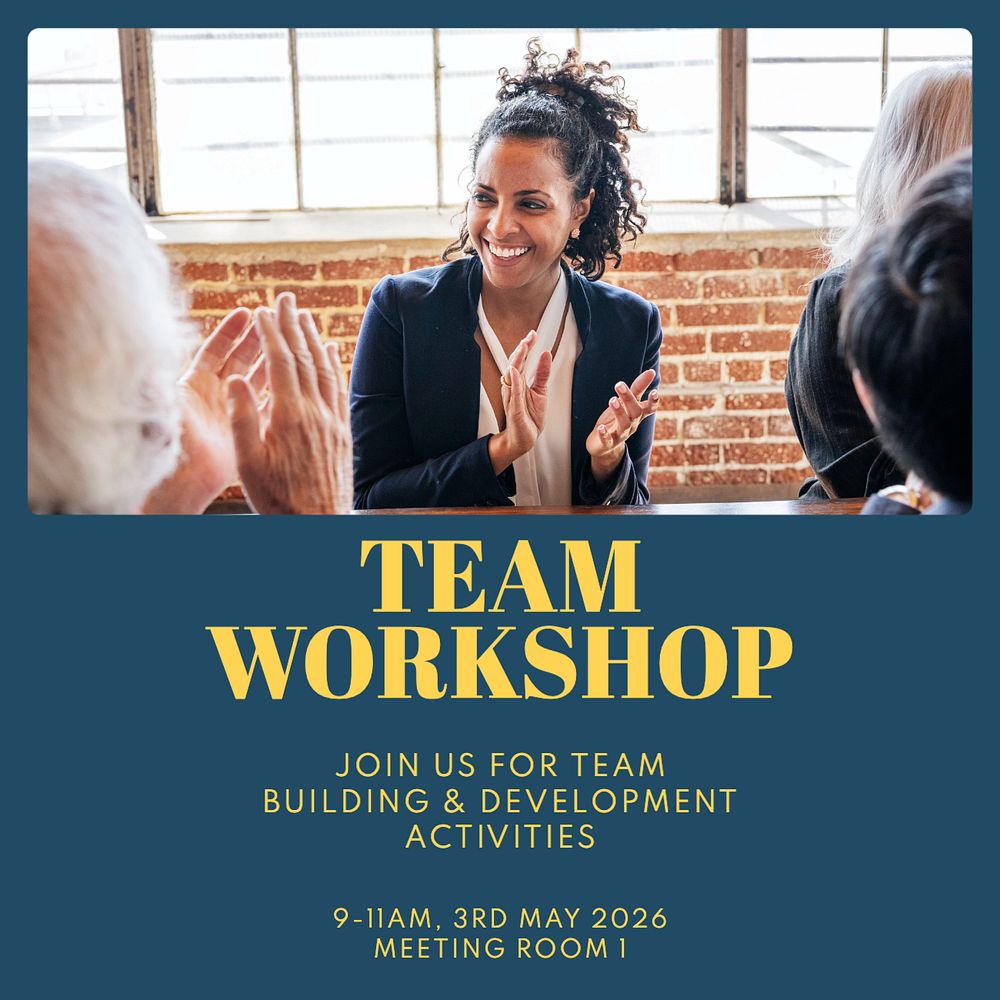 Team workshop Instagram post template, editable text