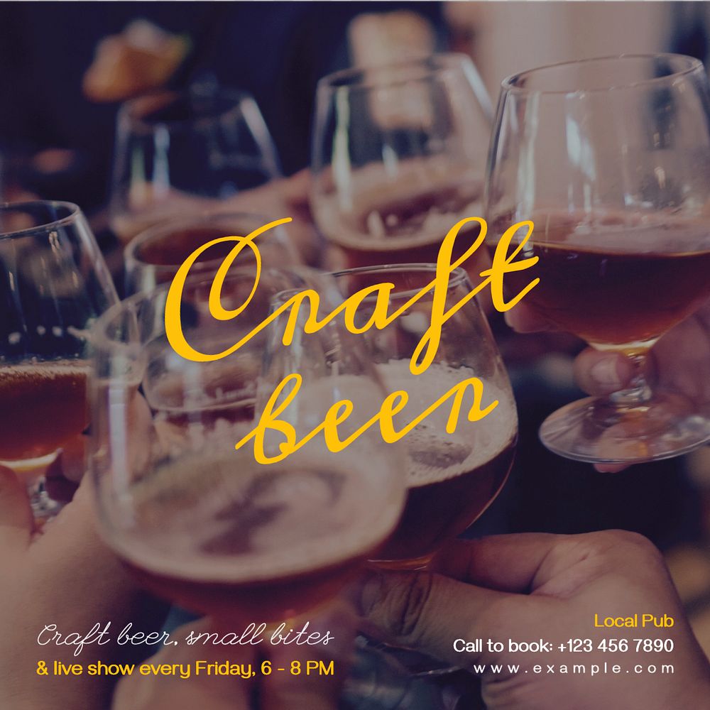 Craft beer  Instagram post template, editable text