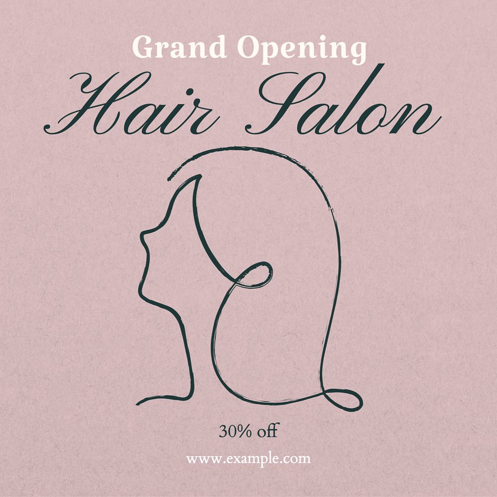 Hair salon sale Instagram post template, editable text