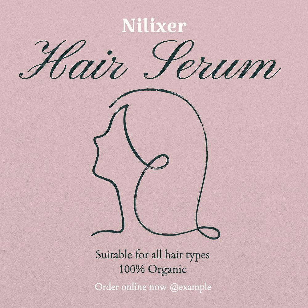 Hair serum Instagram post template, editable text