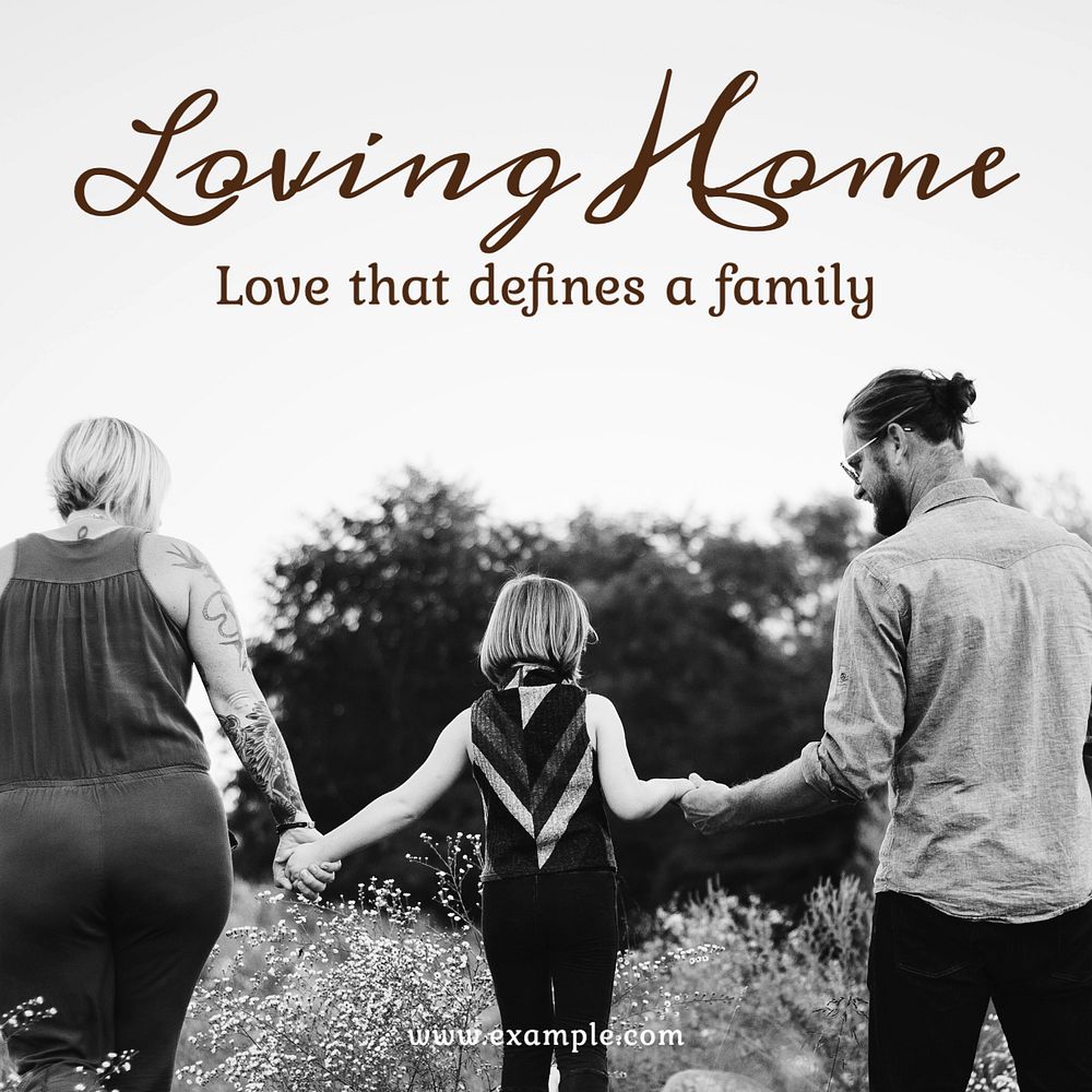 Loving home Instagram post template, editable text