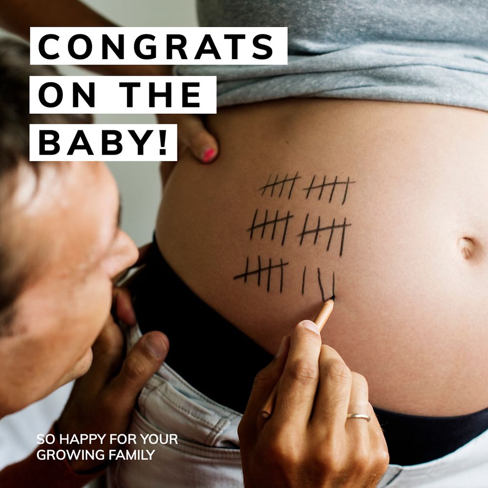 Congrats for the baby Instagram post template, editable text