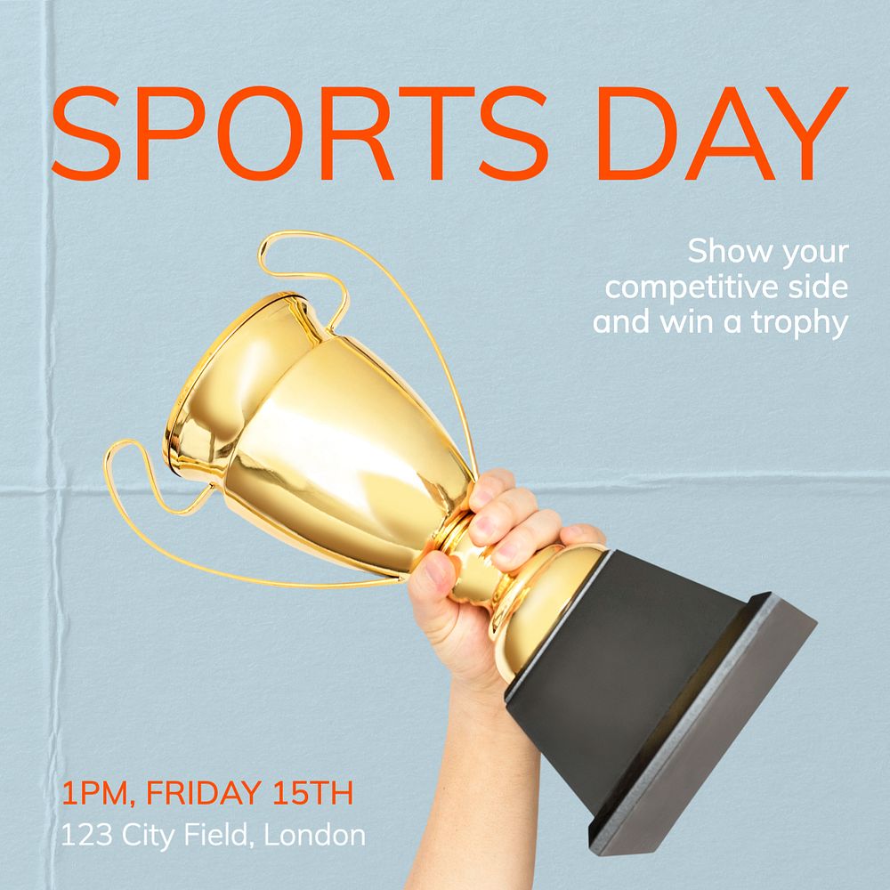 Sports day Instagram post template, editable text