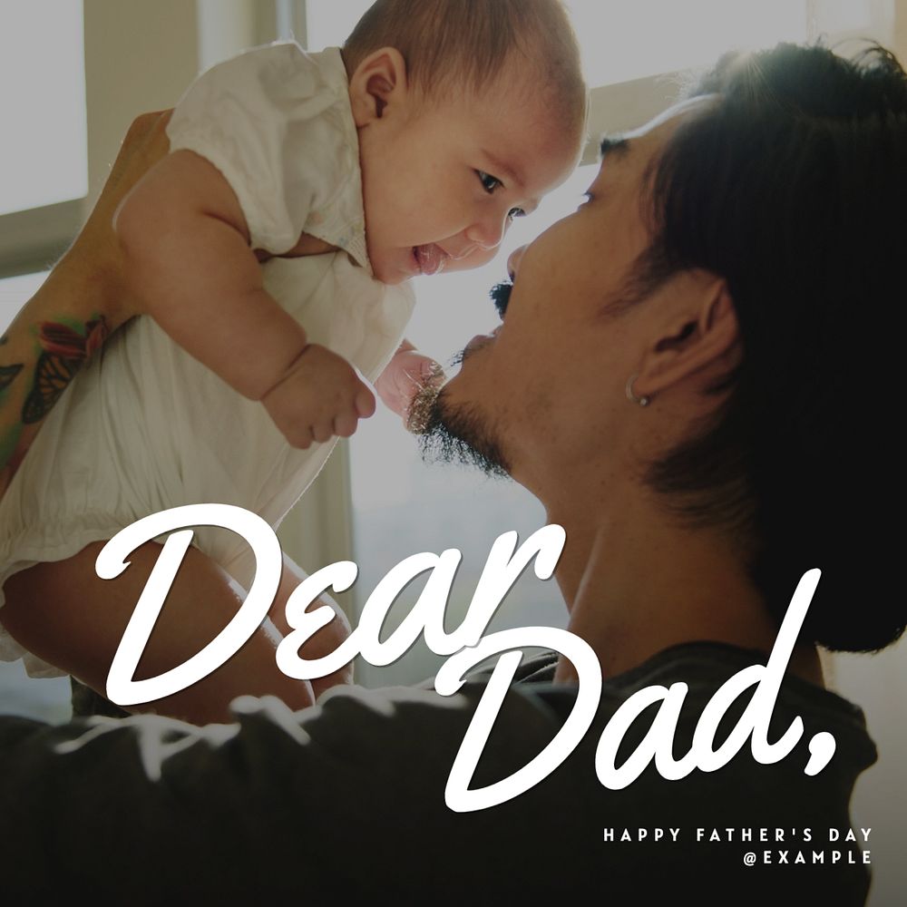 Dear dad Instagram post template, editable text