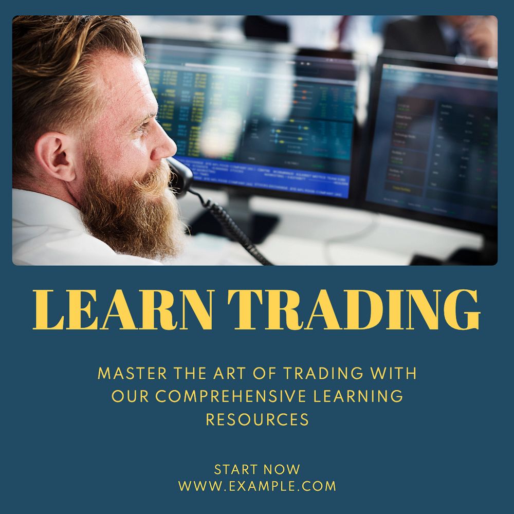 Learn trading Instagram post template, editable text