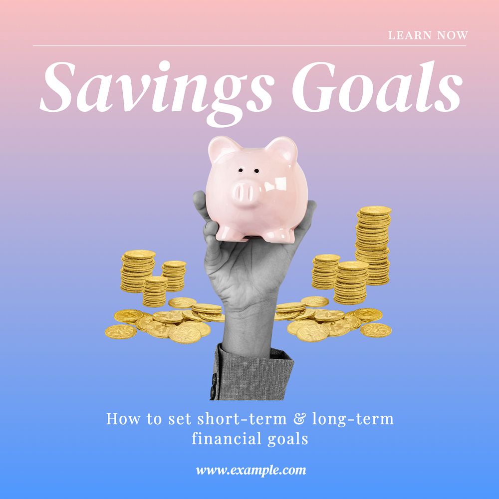 Savings goals Instagram post template, editable text