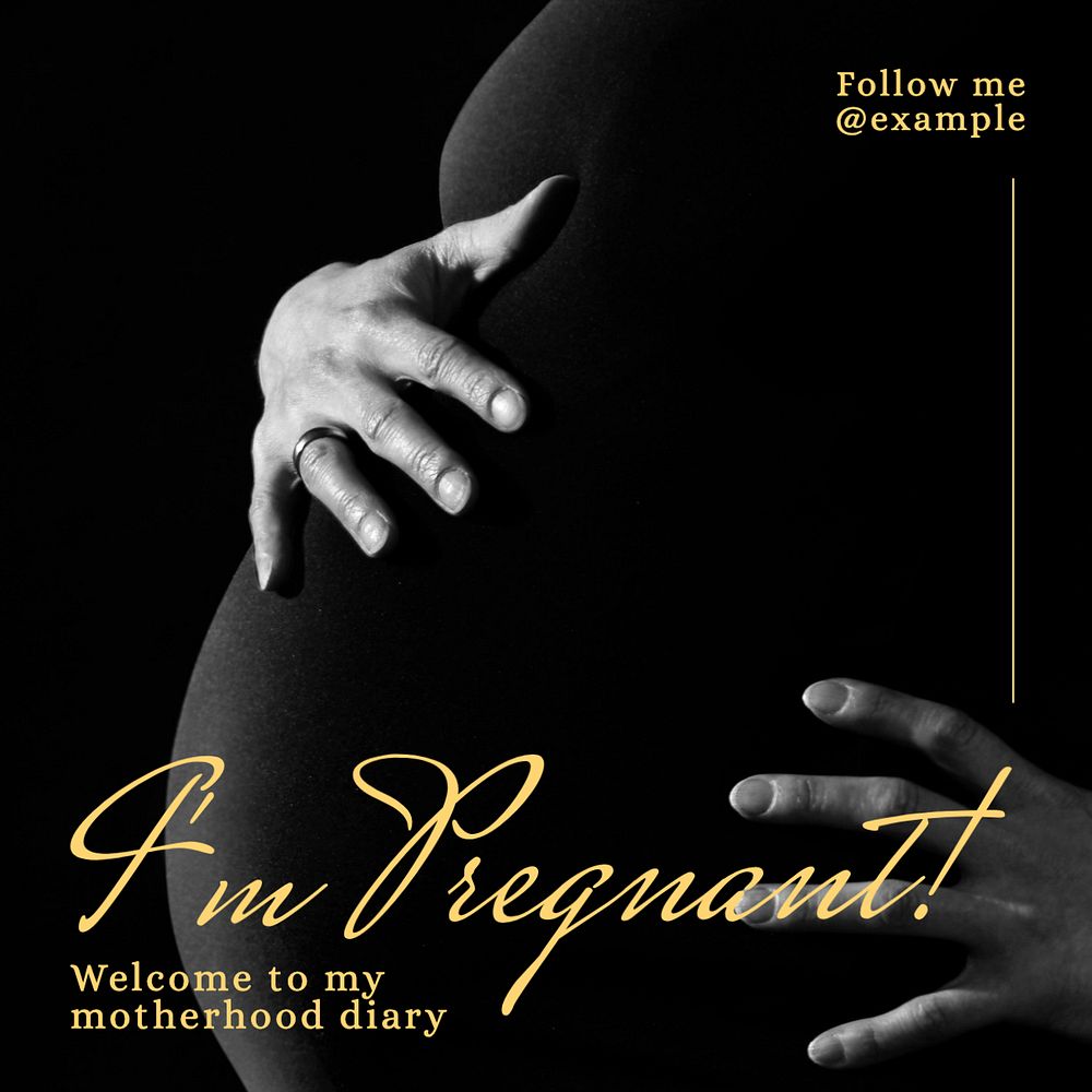 I'm pregnant Instagram post template, editable text