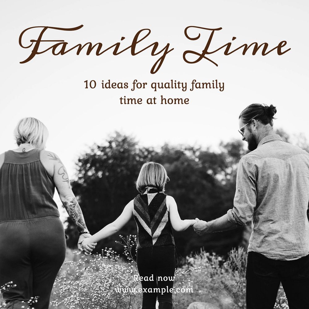 Family time Instagram post template, editable text