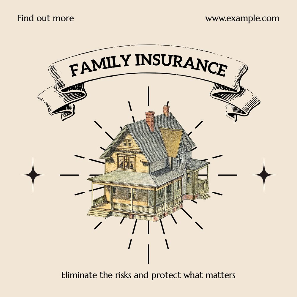 Family insurance Instagram post template, editable text