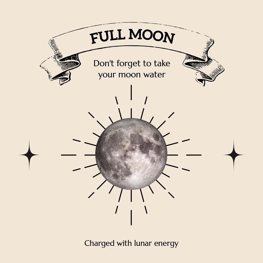 Full Moon Instagram post template, editable text