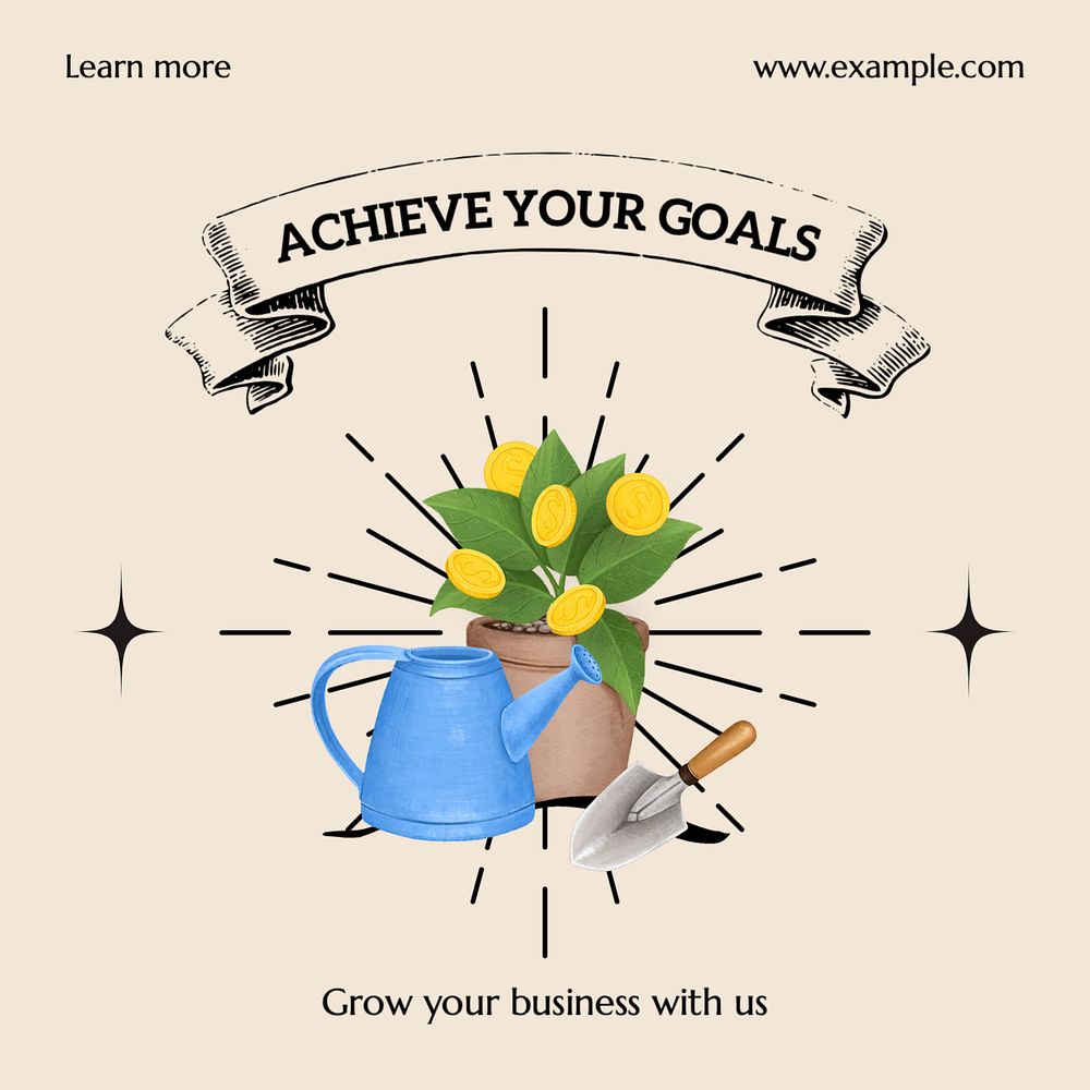 Achieve business goals Instagram post template, editable text