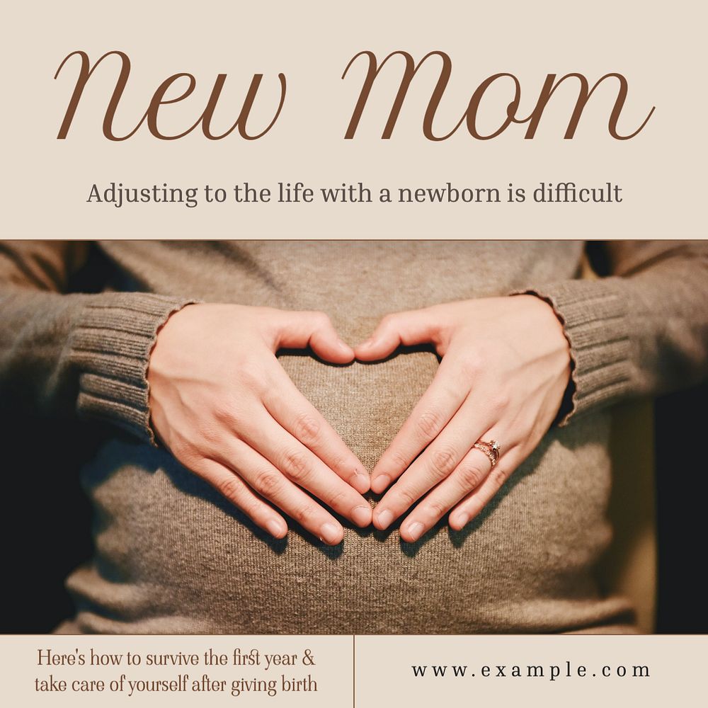 Mother & newborn baby Instagram post template, editable text