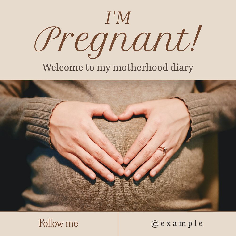 I'm pregnant Instagram post template, editable text