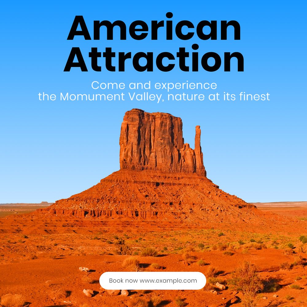 American attractions Instagram post template, editable text