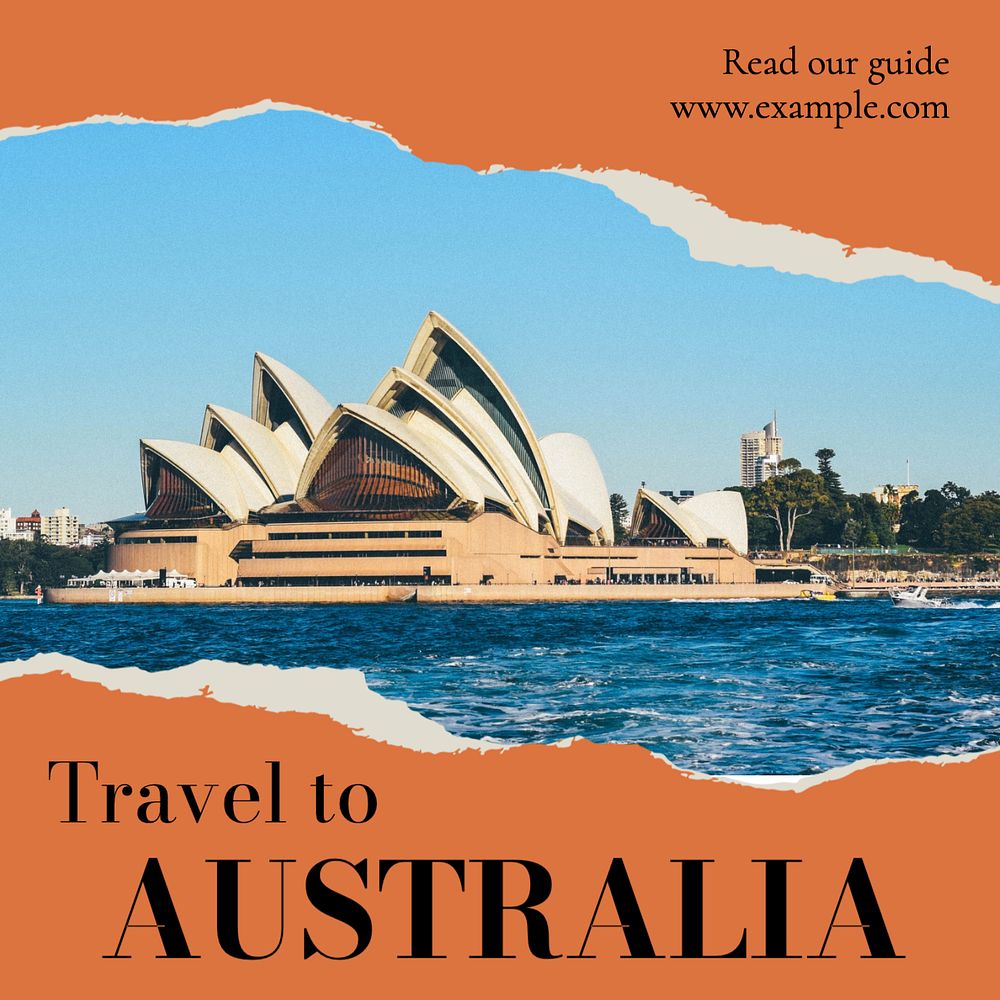 Australia travel Instagram post template, editable text