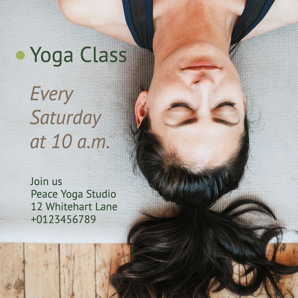 Yoga class  Instagram post template, editable text