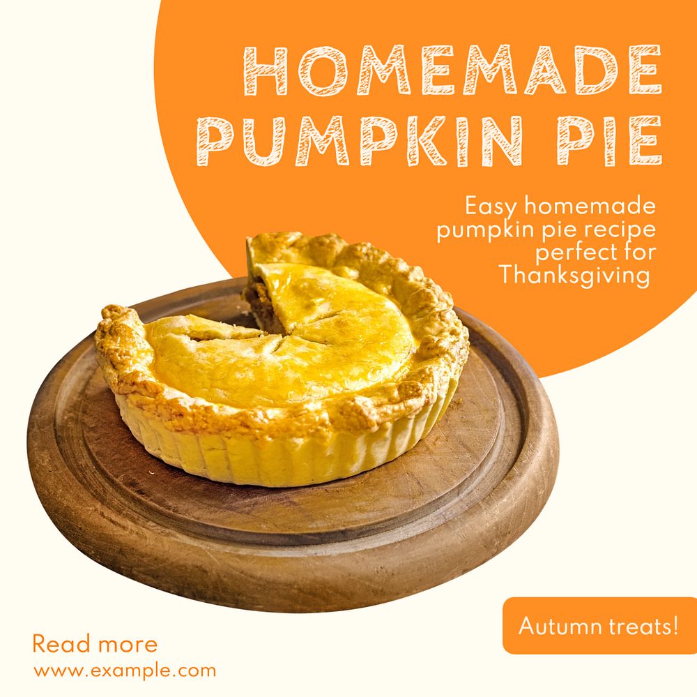 Pumpkin pie Instagram post template, editable text