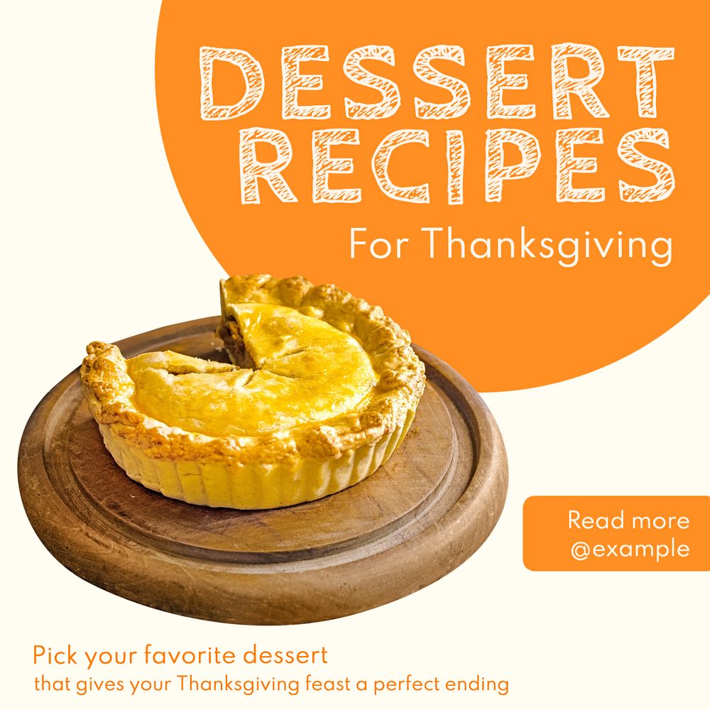 Thanksgiving dessert Instagram post template, editable text