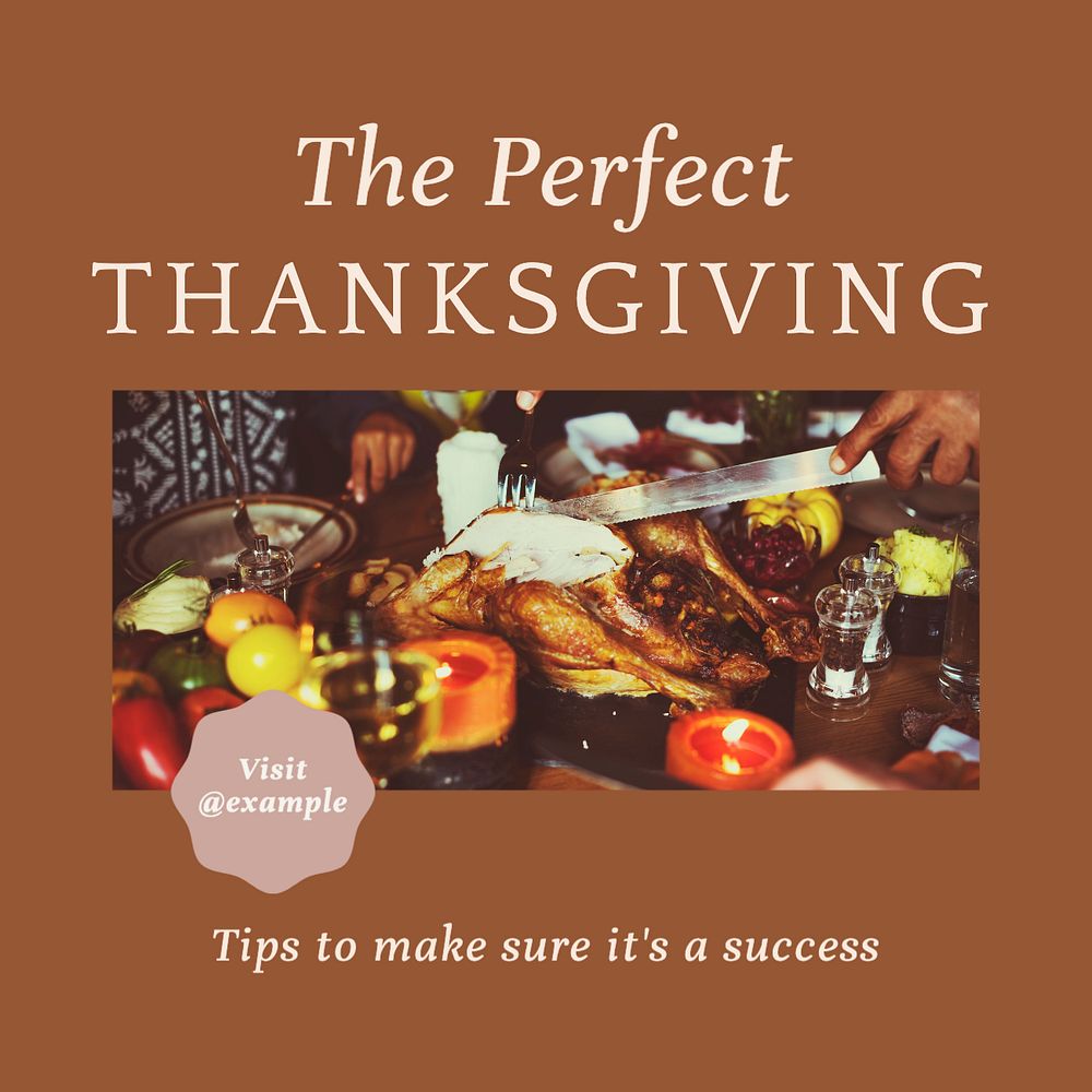 Thanksgiving Instagram post template, editable text