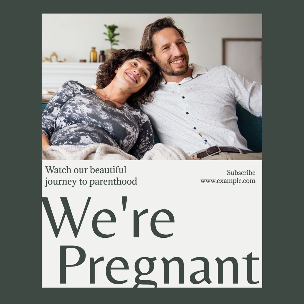 We're pregnant Instagram post template, editable text