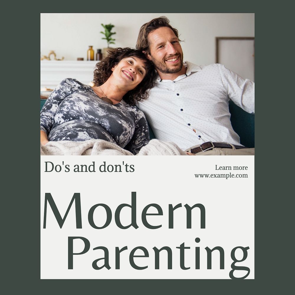 Modern parenting Instagram post template, editable text