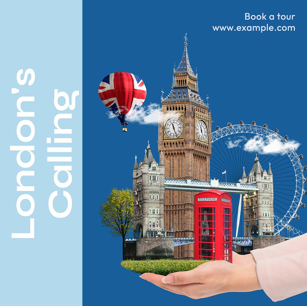 London calling Instagram post template, editable text