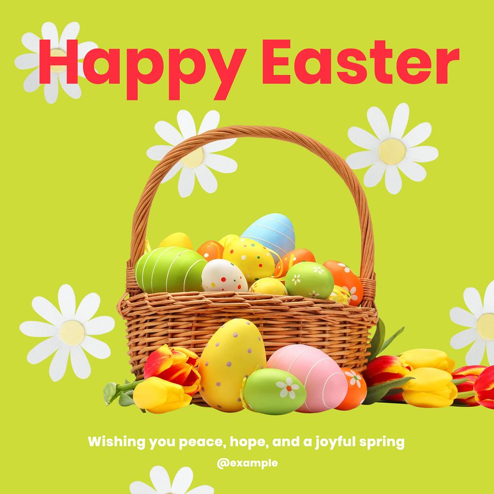 Happy Easter Instagram post template, editable text